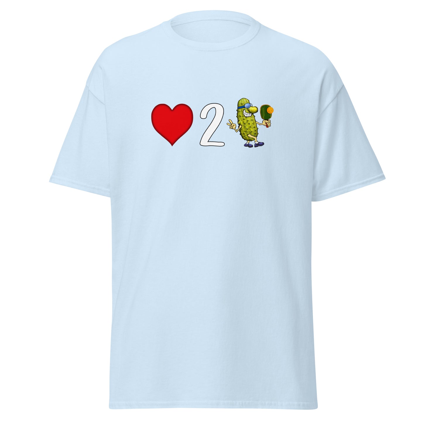 Fun Pickleball T-shirt, Love 2 Pickle, Front Center Graphic