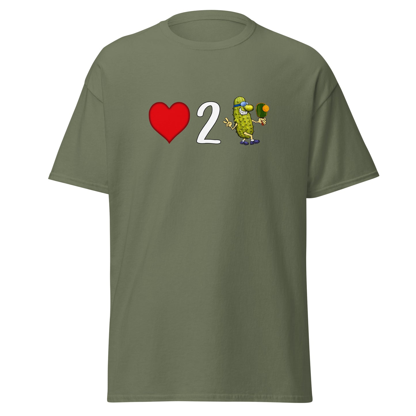 Fun Pickleball T-shirt, Love 2 Pickle, Front Center Graphic