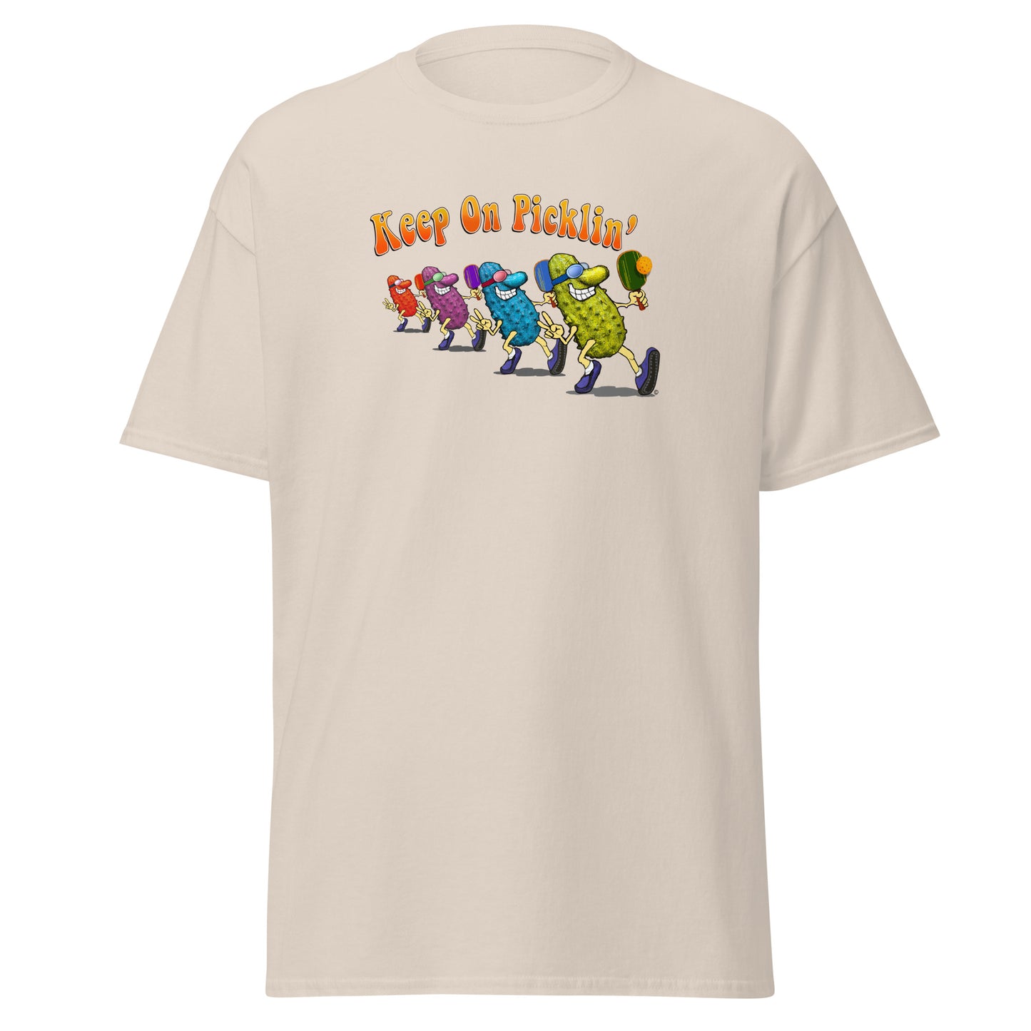 Fun Pickleball T-shirt, Keep On Picklin', Front Center Graphic, Short-sleeve