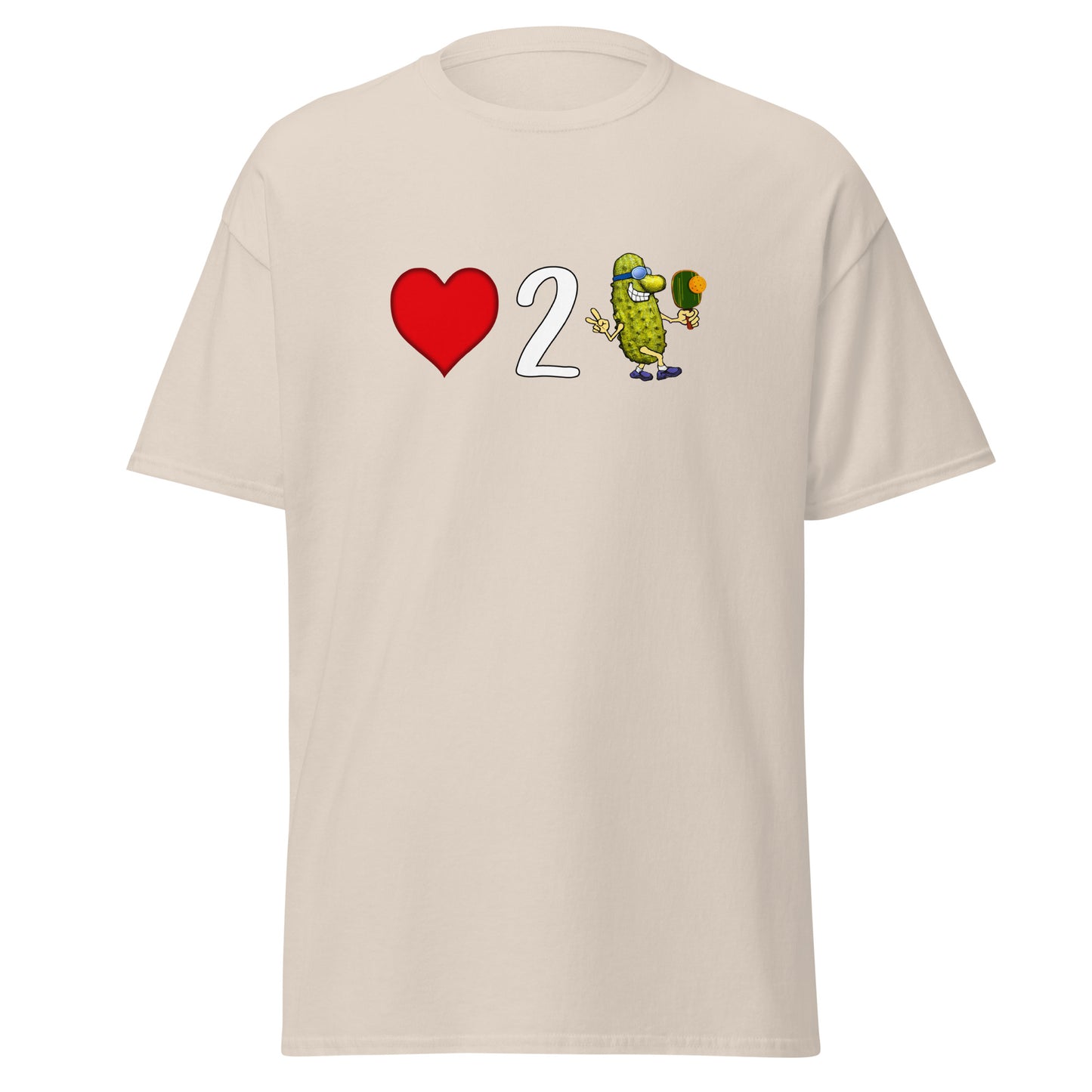 Fun Pickleball T-shirt, Love 2 Pickle, Front Center Graphic