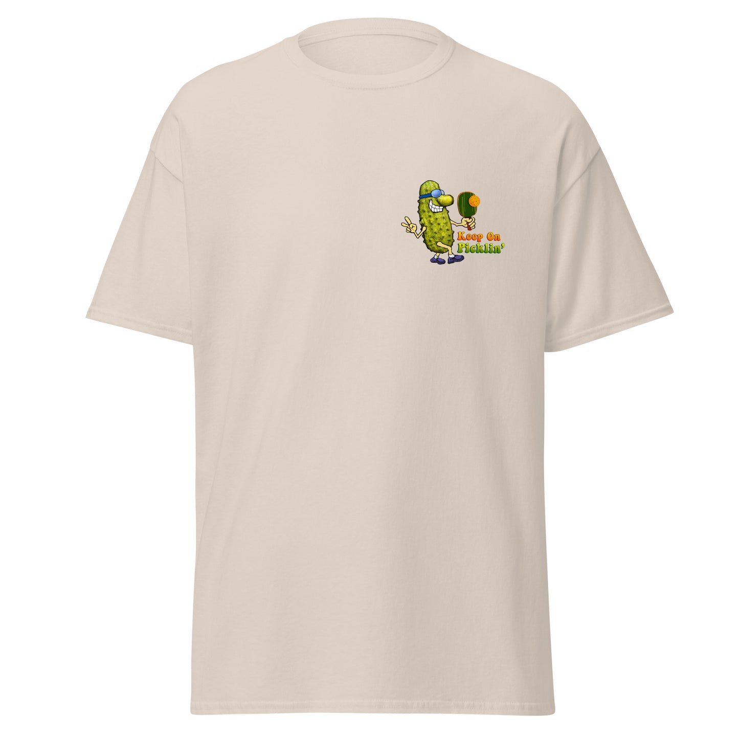 Fun Pickleball T-shirt, Keep On Picklin' Pickledude, Graphic on Front Left Chest