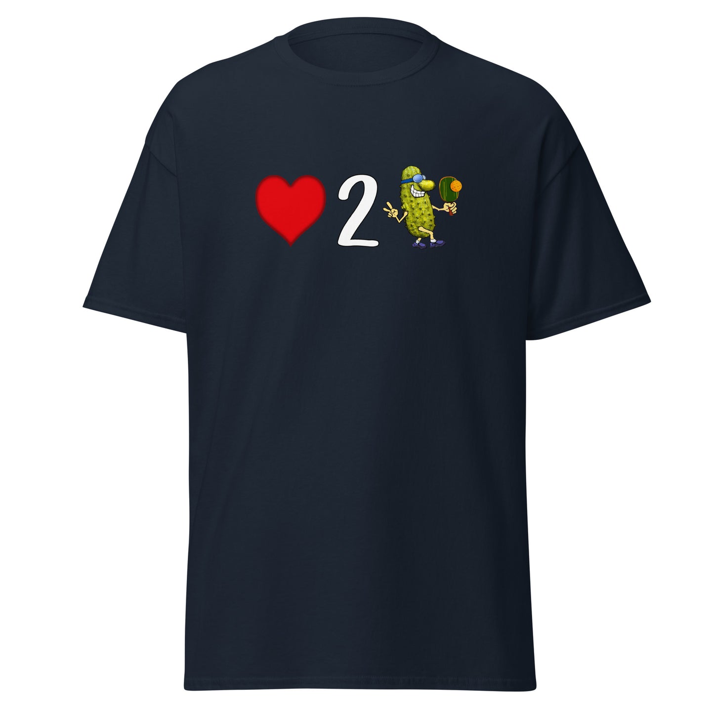 Fun Pickleball T-shirt, Love 2 Pickle, Front Center Graphic