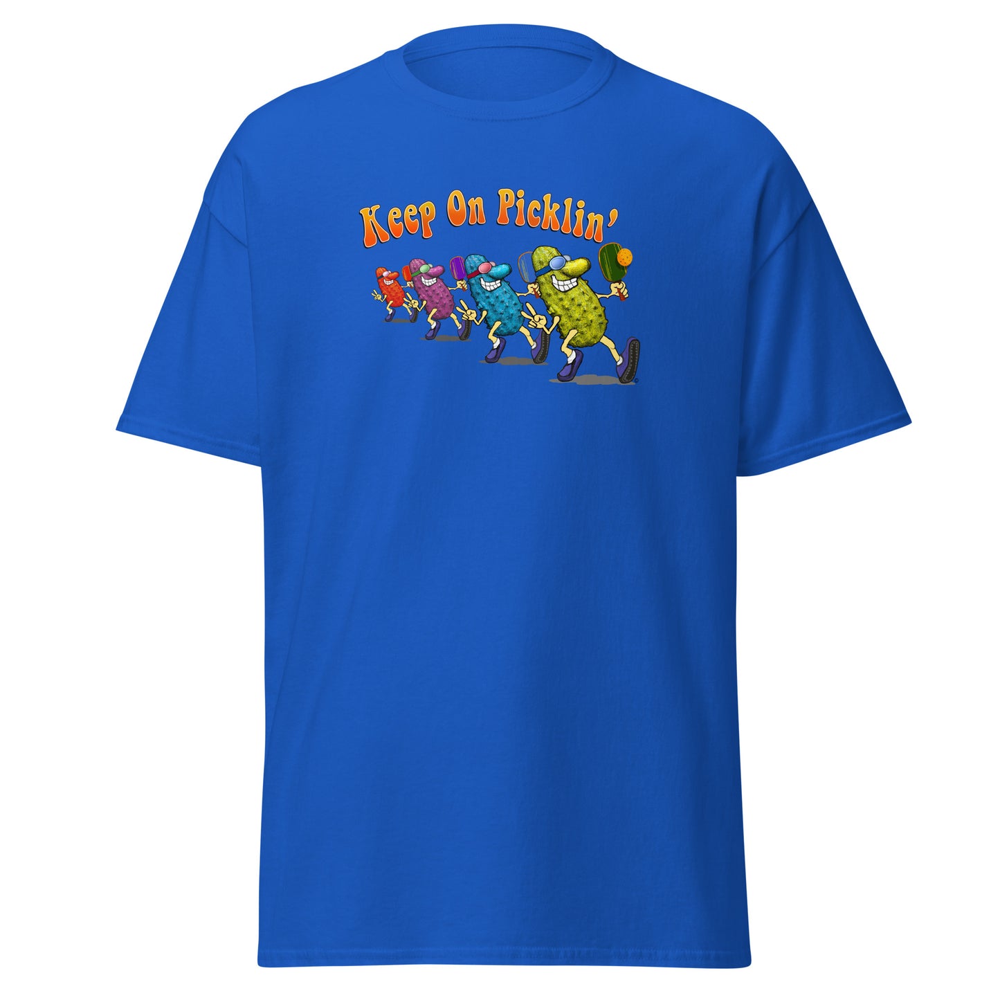 Fun Pickleball T-shirt, Keep On Picklin', Front Center Graphic, Short-sleeve