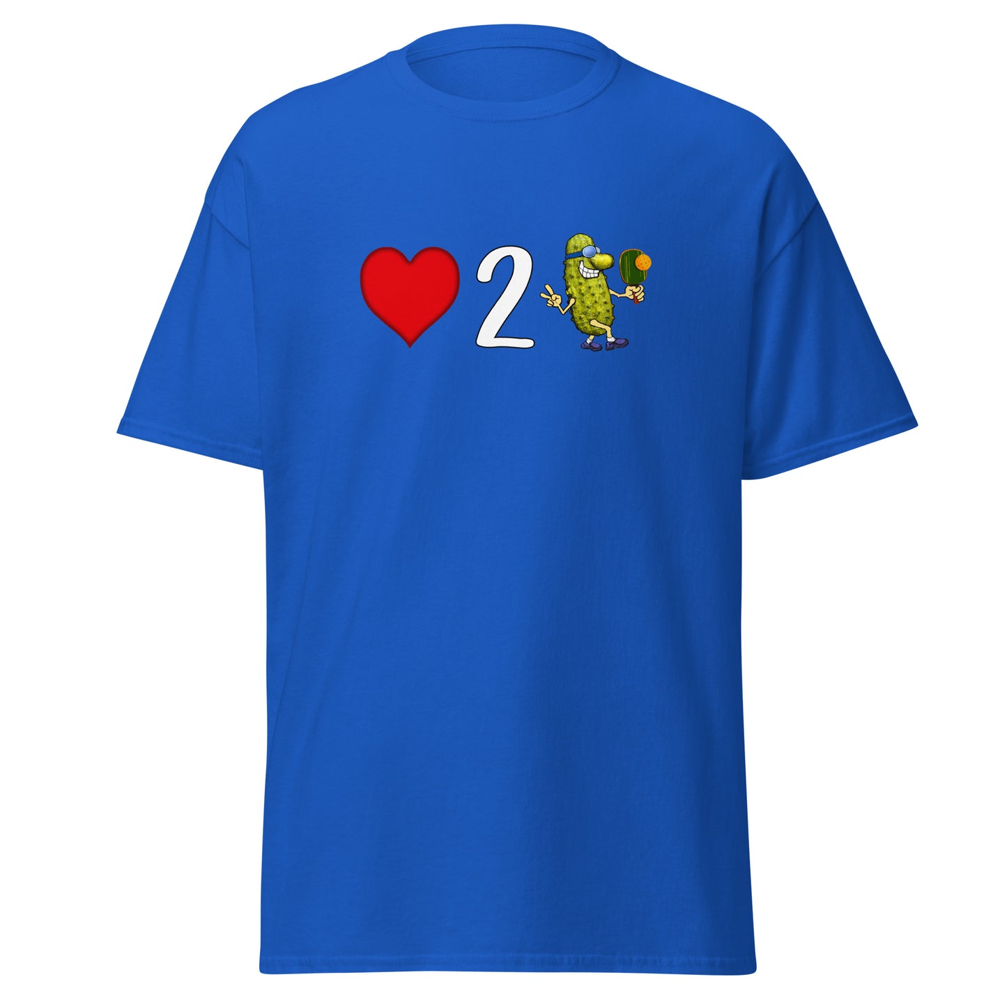 Fun Pickleball T-shirt, Love 2 Pickle, Front Center Graphic