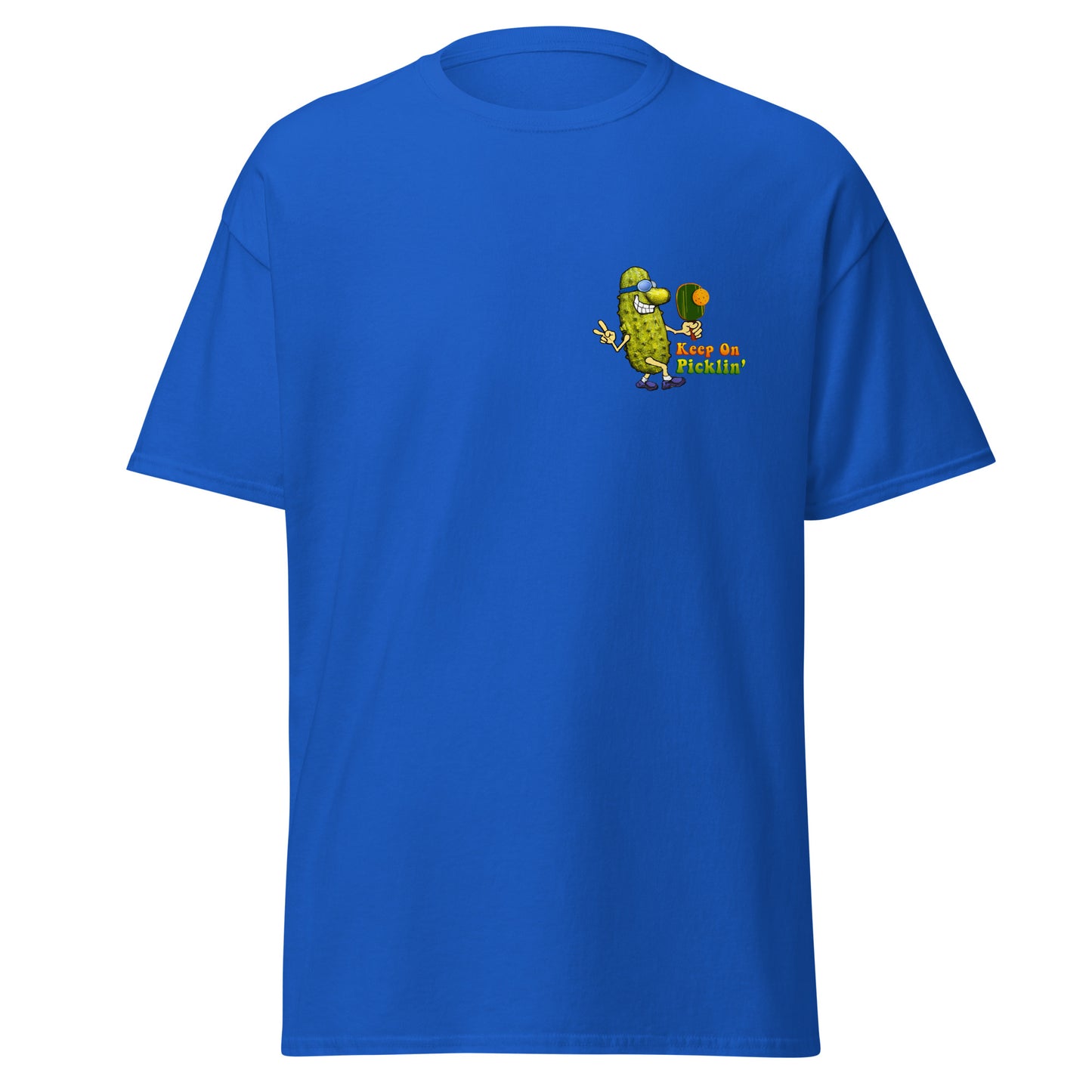 Fun Pickleball T-shirt, Keep On Picklin' Pickledude, Graphic on Front Left Chest