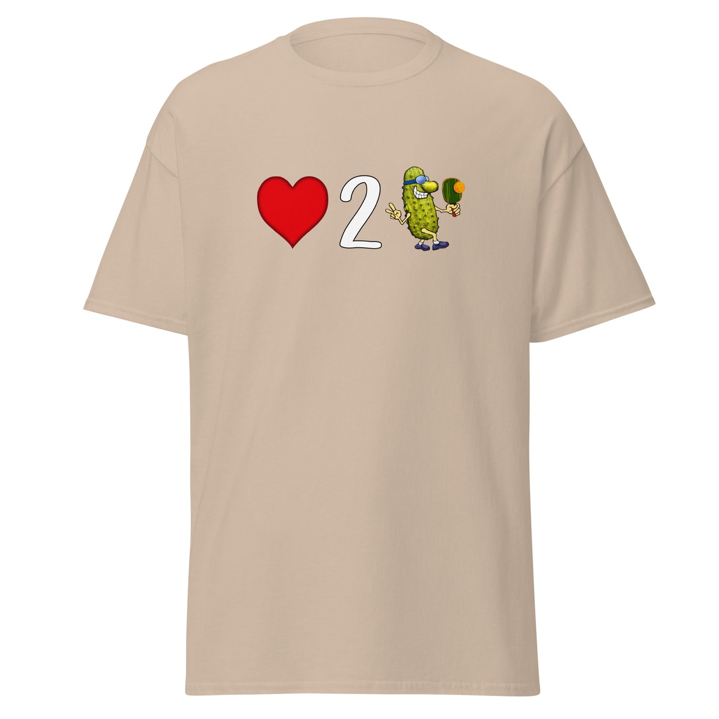 Fun Pickleball T-shirt, Love 2 Pickle, Front Center Graphic