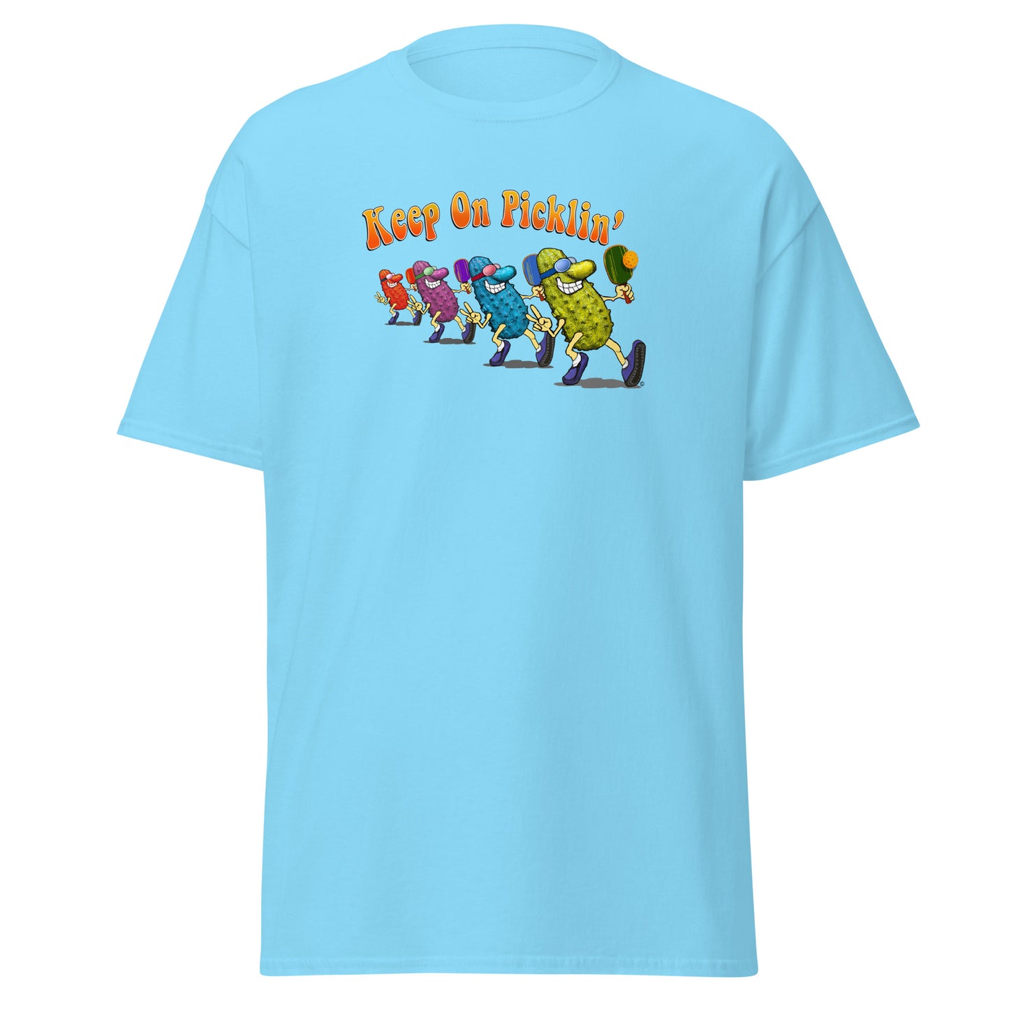 Fun Pickleball T-shirt, Keep On Picklin', Front Center Graphic, Short-sleeve