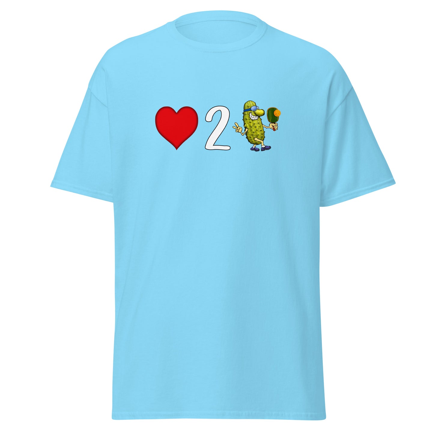 Fun Pickleball T-shirt, Love 2 Pickle, Front Center Graphic