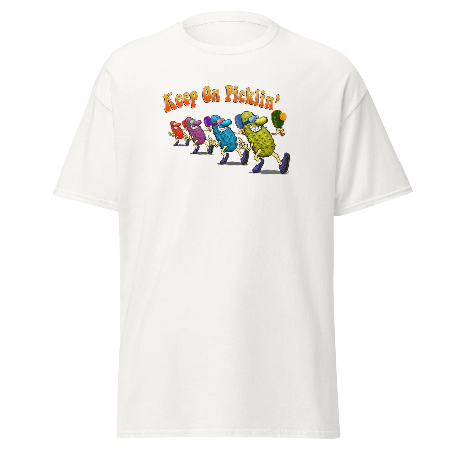 Fun Pickleball T-shirt, Keep On Picklin', Front Center Graphic, Short-sleeve