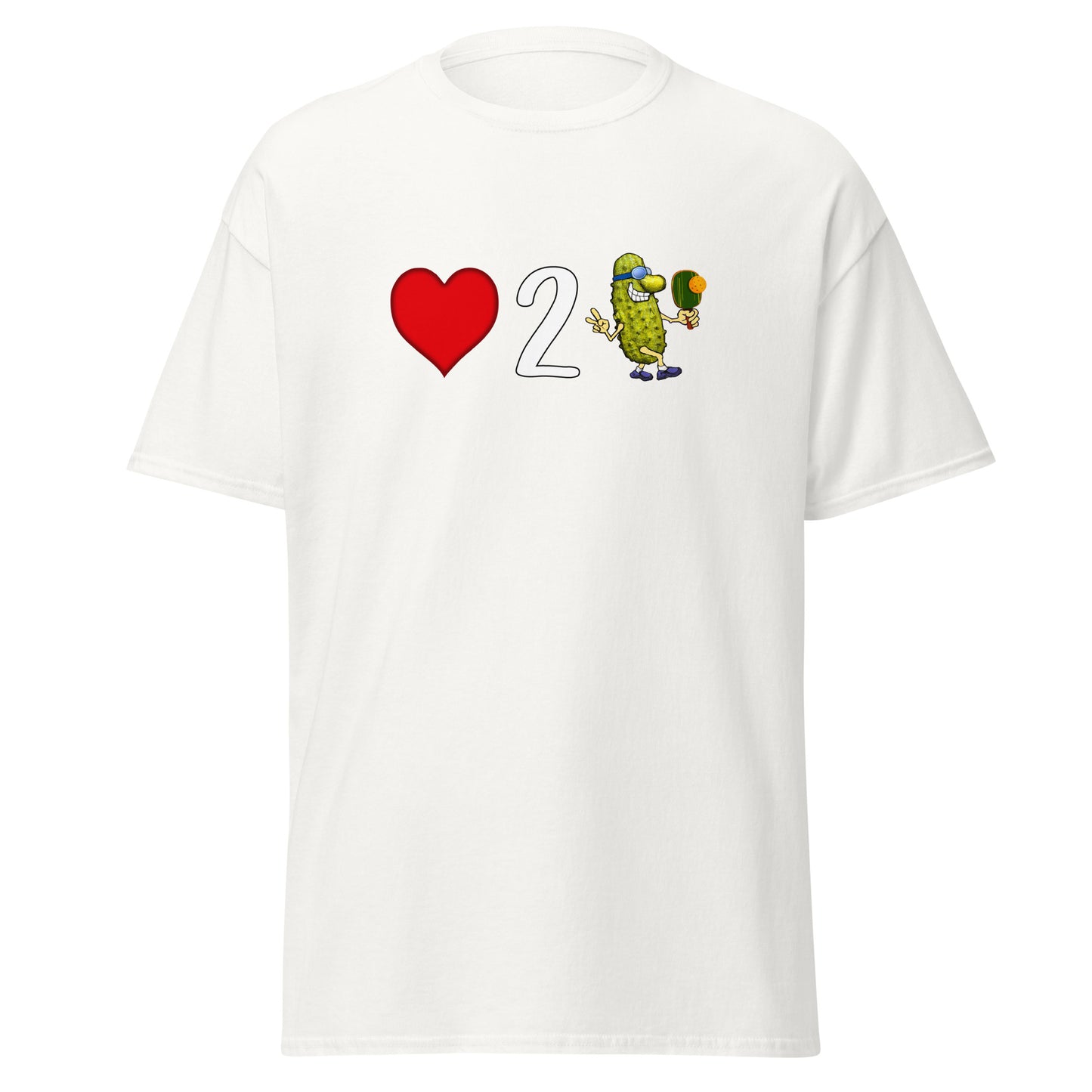 Fun Pickleball T-shirt, Love 2 Pickle, Front Center Graphic