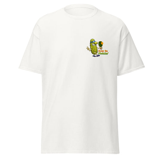 Fun Pickleball T-shirt, Keep On Picklin' Pickledude, Graphic on Front Left Chest