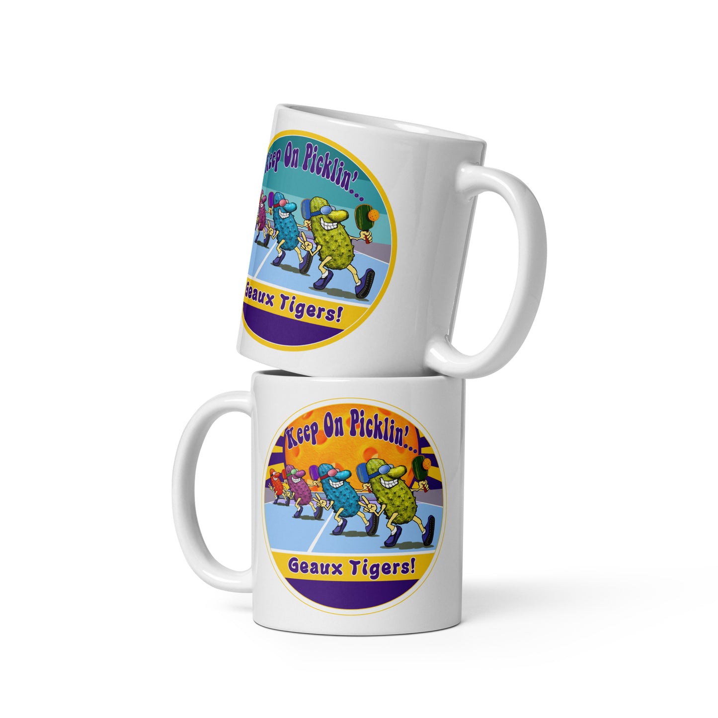 LSU Tigers Pickleball Mug, Keep On Picklin', Geaux Tigers, 11oz and 15oz