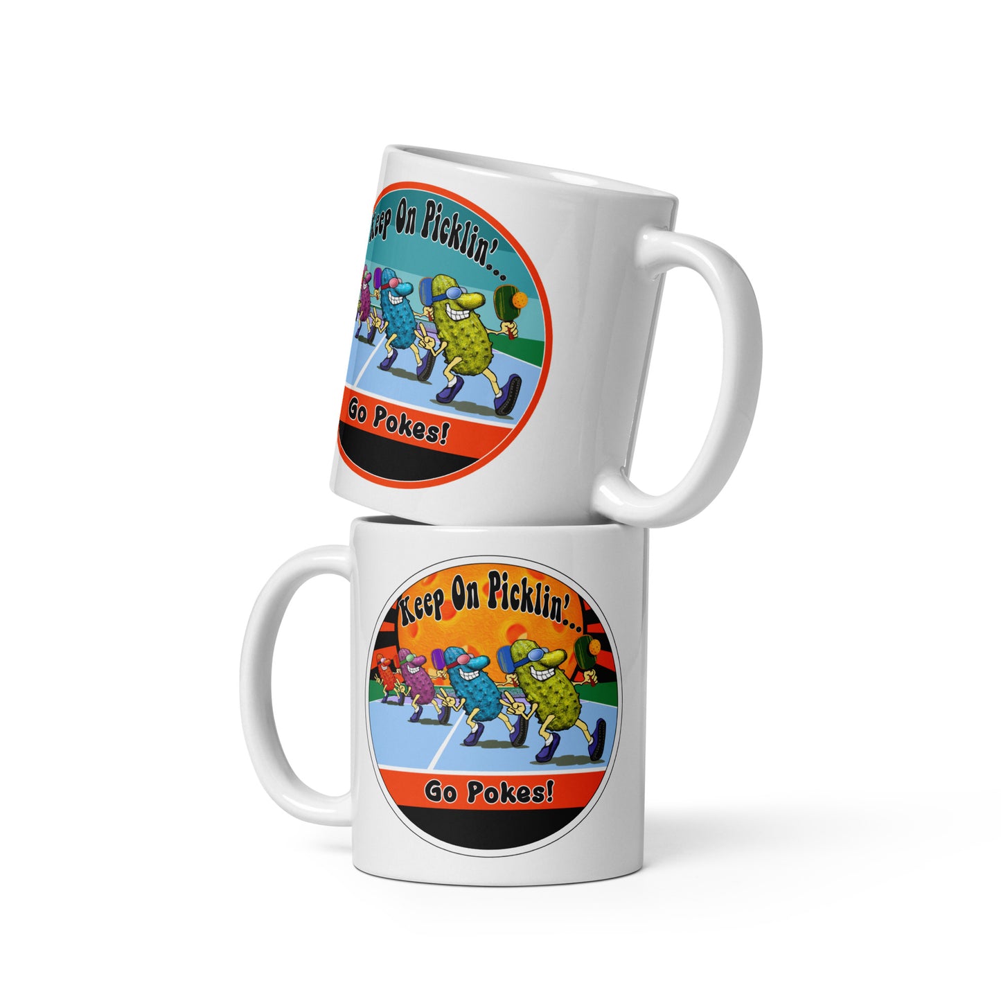 Oklahoma State Cowboys Pickleball Mug, Keep On Picklin', Go Pokes, 11oz and 15oz