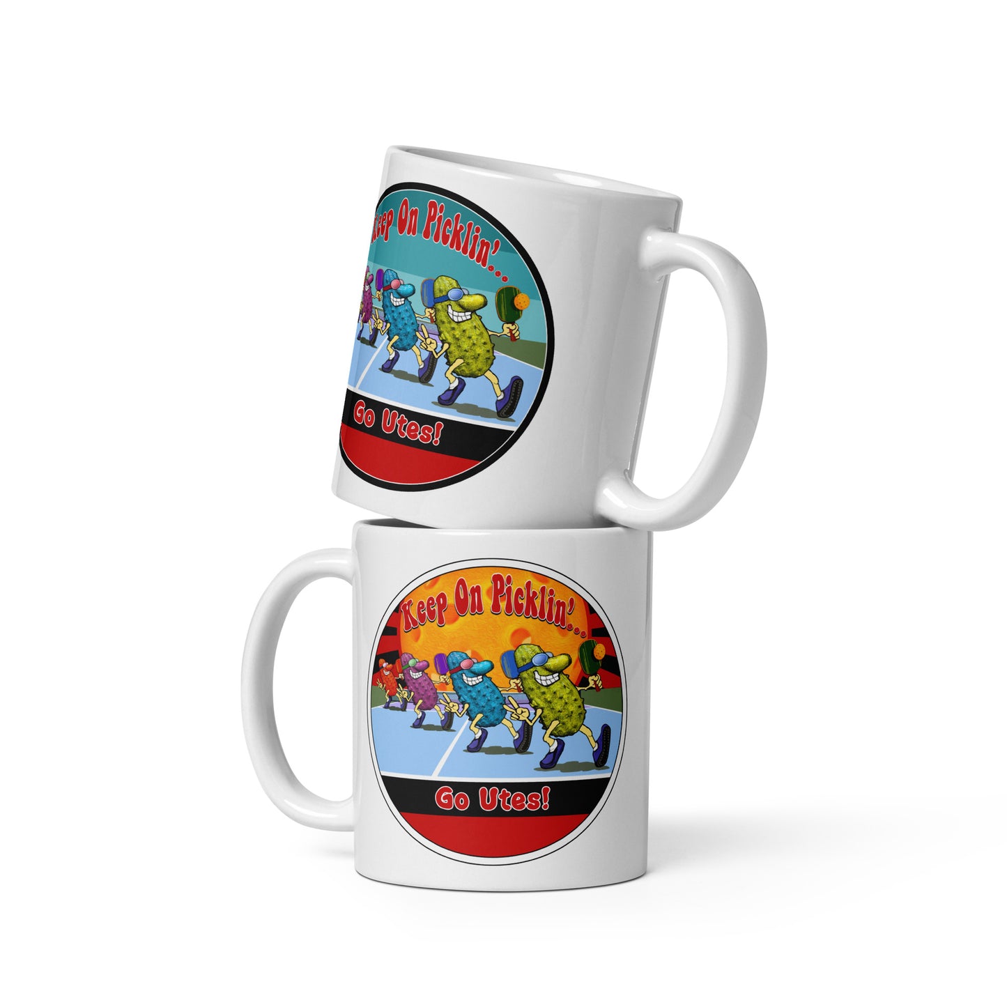 Utah Utes Pickleball Mug, Keep On Picklin', Go Utes, 11oz and 15oz