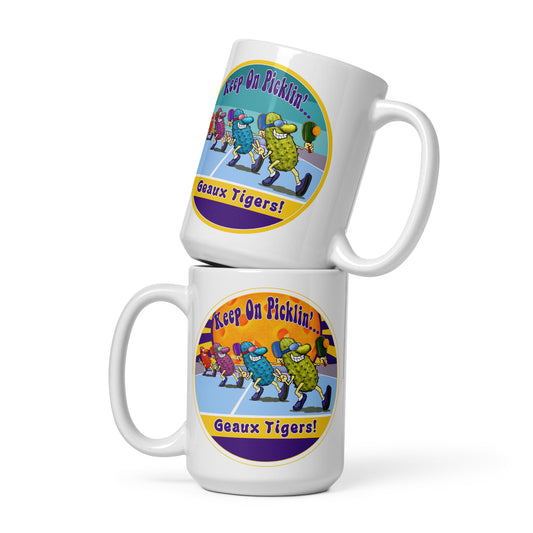 LSU Tigers Pickleball Mug, Keep On Picklin', Geaux Tigers, 11oz and 15oz