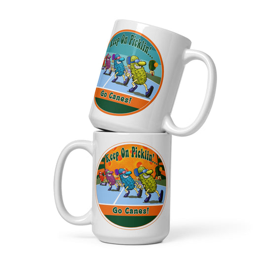 Miami Hurricanes Pickleball Mug, Keep On Picklin', Go Canes, 11oz and 15oz