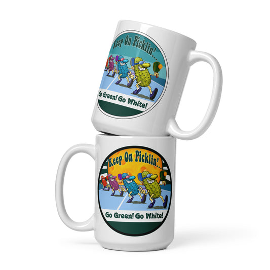 Michigan State Spartans Pickleball Mug, Keep On Picklin', Go Green Go White, 11oz and 15oz