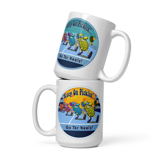 North Carolina Tar Heels Pickleball Mug, Keep On Picklin', Go Tar Heels, 11oz and 15oz