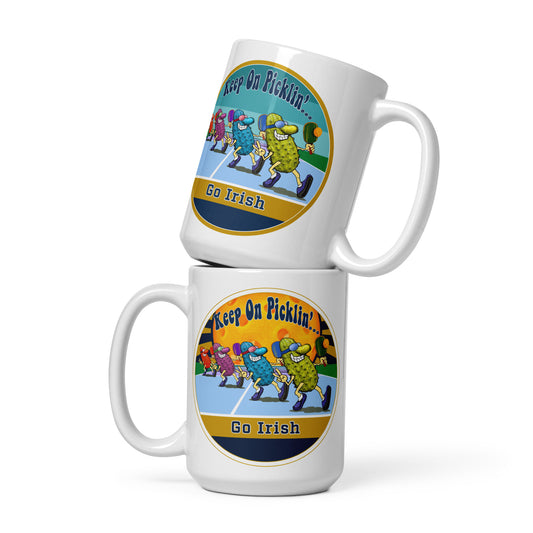 Notre Dame Fighting Irish Pickleball Mug, Keep On Picklin', Go Irish, 11oz and 15oz