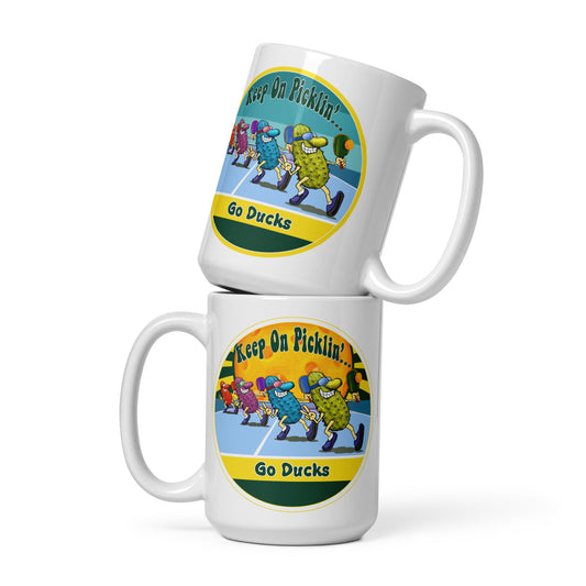 Oregon Ducks Pickleball Mug, Keep On Picklin', Go Ducks, 11oz and 15oz