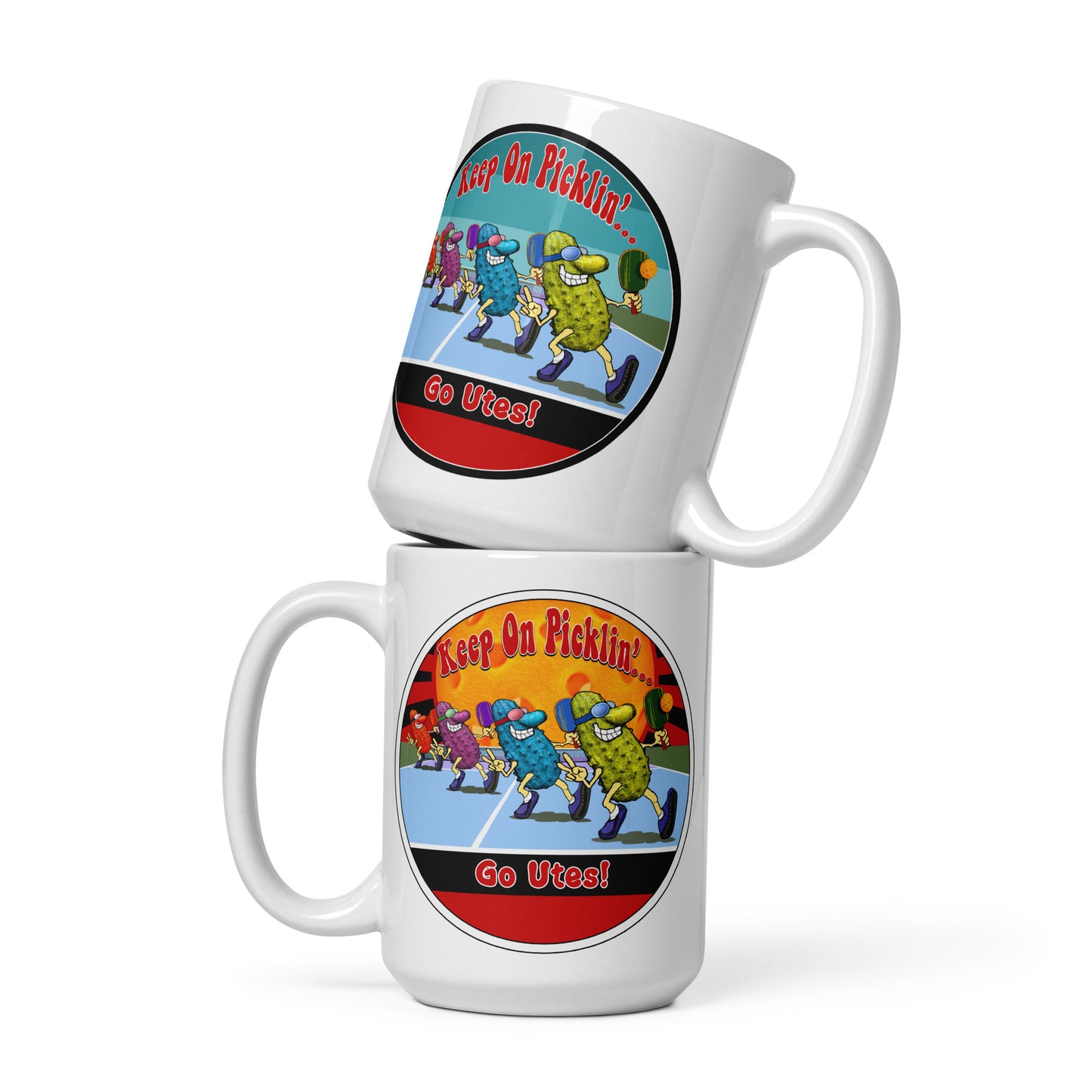 Utah Utes Pickleball Mug, Keep On Picklin', Go Utes, 11oz and 15oz