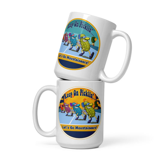 West Virginia Mountaineers Pickleball Mug, Keep On Picklin', Let's Go Mountaineers, 11oz and 15oz